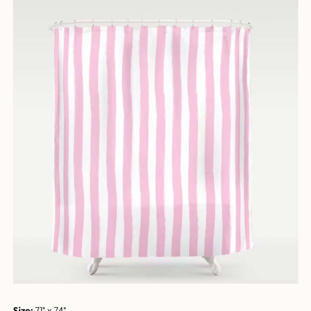 Society6 Pink and White Striped Shower Curtain